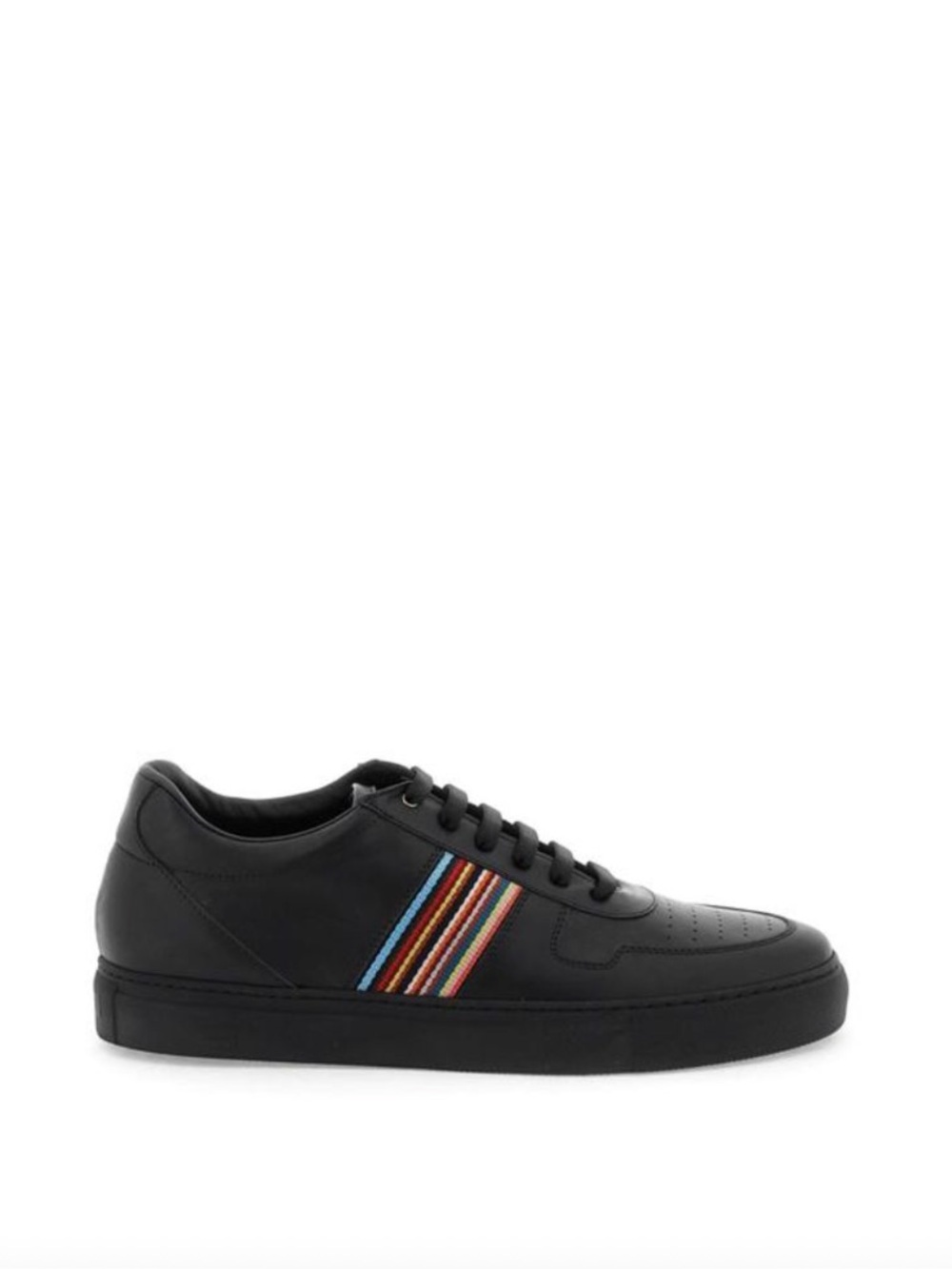 Paul Smith Fermi Black Leather Signature Stripe Sneakers Men Size 7 NEW BOX